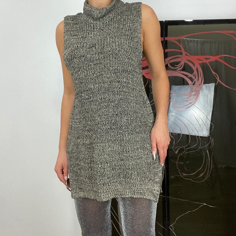 vintage knit turtle neck tank top dress/long shirt